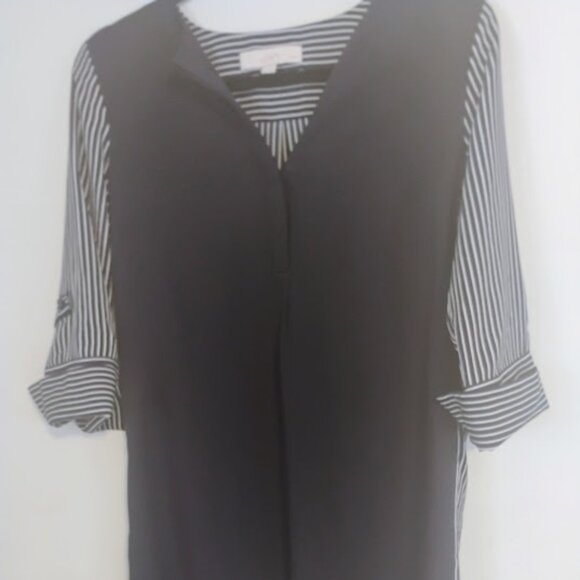 LOFT Petites Striped Sleeve Contrast Dress in Size Small - Picture 1 of 7